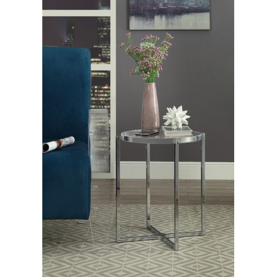 ACME Leora Side Table, Clear Acrylic & Chrome