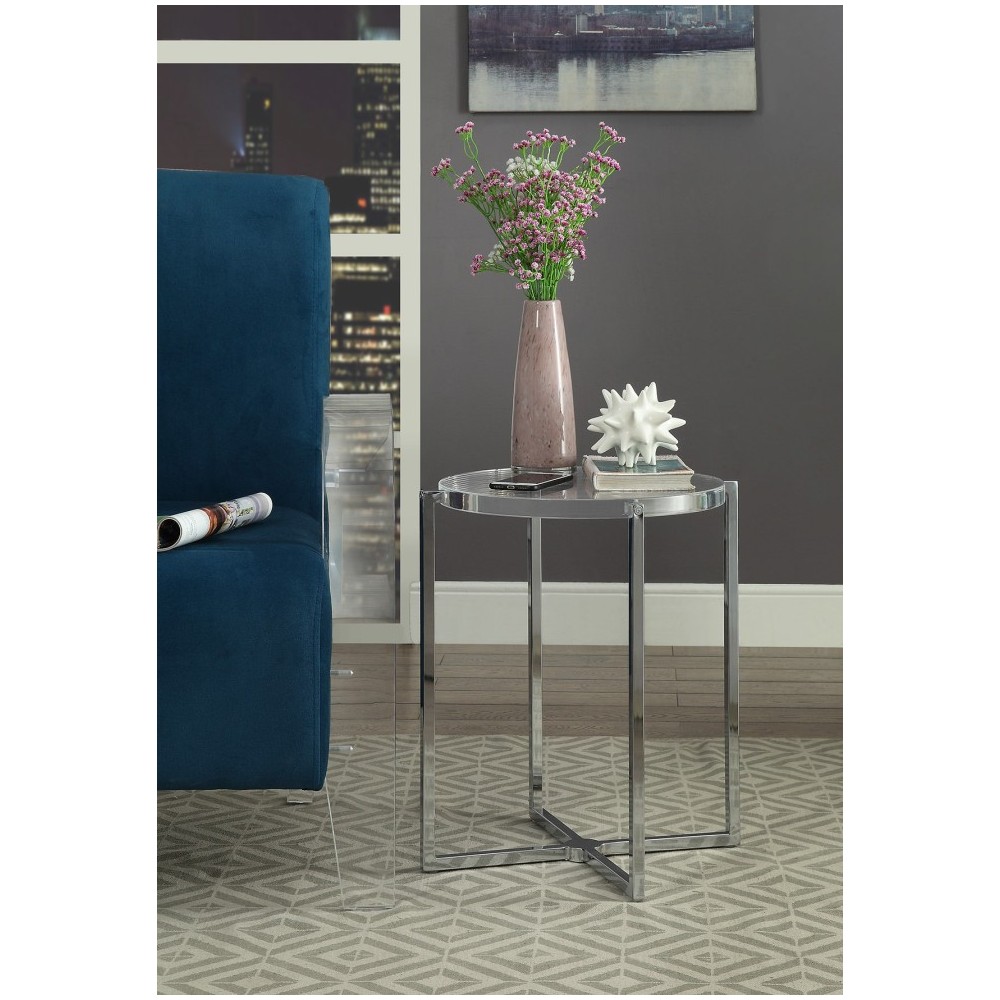 ACME Leora Side Table, Clear Acrylic & Chrome