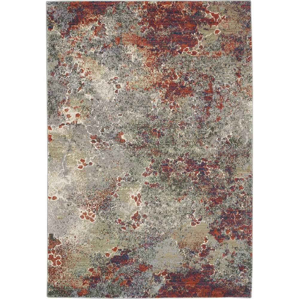 Nourison Artworks ATW02 Area Rug, Seafoam/Brick, 5'6" x 8'