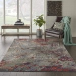 Nourison Artworks ATW02 Area Rug, Seafoam/Brick, 5'6" x 8'