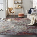 Nourison Artworks ATW02 Area Rug, Seafoam/Brick, 7'9" x 9'9"