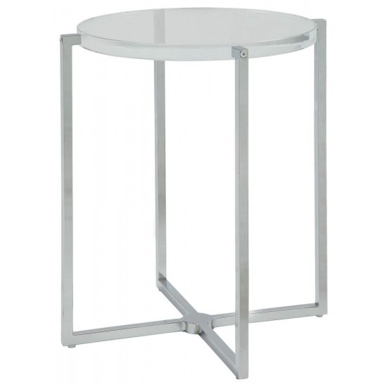 ACME Leora Side Table, Clear Acrylic & Chrome