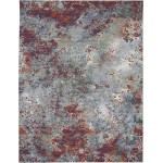 Nourison Artworks ATW02 Area Rug, Seafoam/Brick, 9'6" x 12'6"