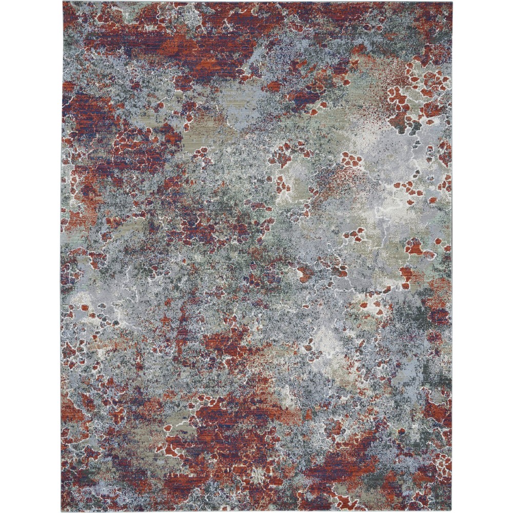 Nourison Artworks ATW02 Area Rug, Seafoam/Brick, 9'6" x 12'6"