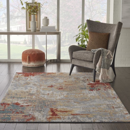 Nourison Artworks ATW03 Area Rug, Silver/Grey/Yellow, 5'6" x 8'