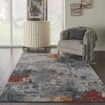 Nourison Artworks ATW03 Area Rug, Slate/Brick, 5'6" x 8'