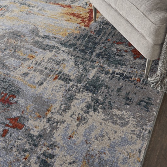 Nourison Artworks ATW03 Area Rug, Slate/Brick, 5'6" x 8'