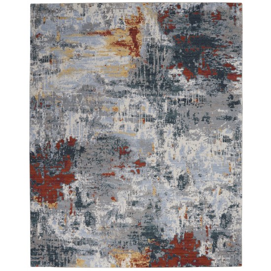 Nourison Artworks ATW03 Area Rug, Slate/Brick, 8'6" x 11'6"