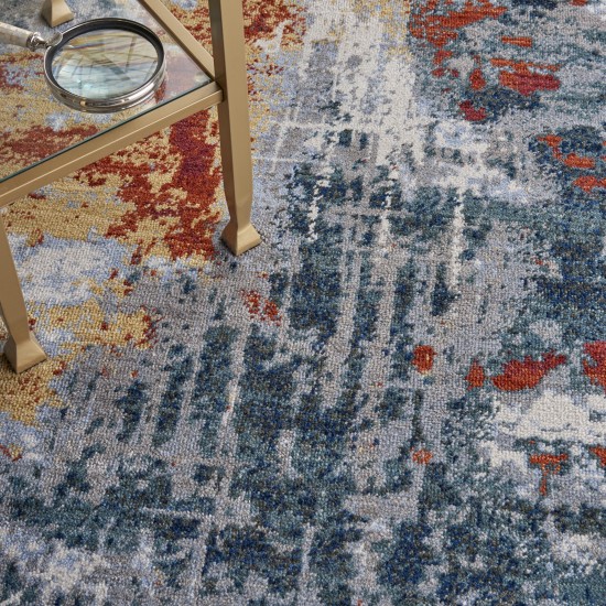 Nourison Artworks ATW03 Area Rug, Slate/Brick, 9'6" x 12'6"