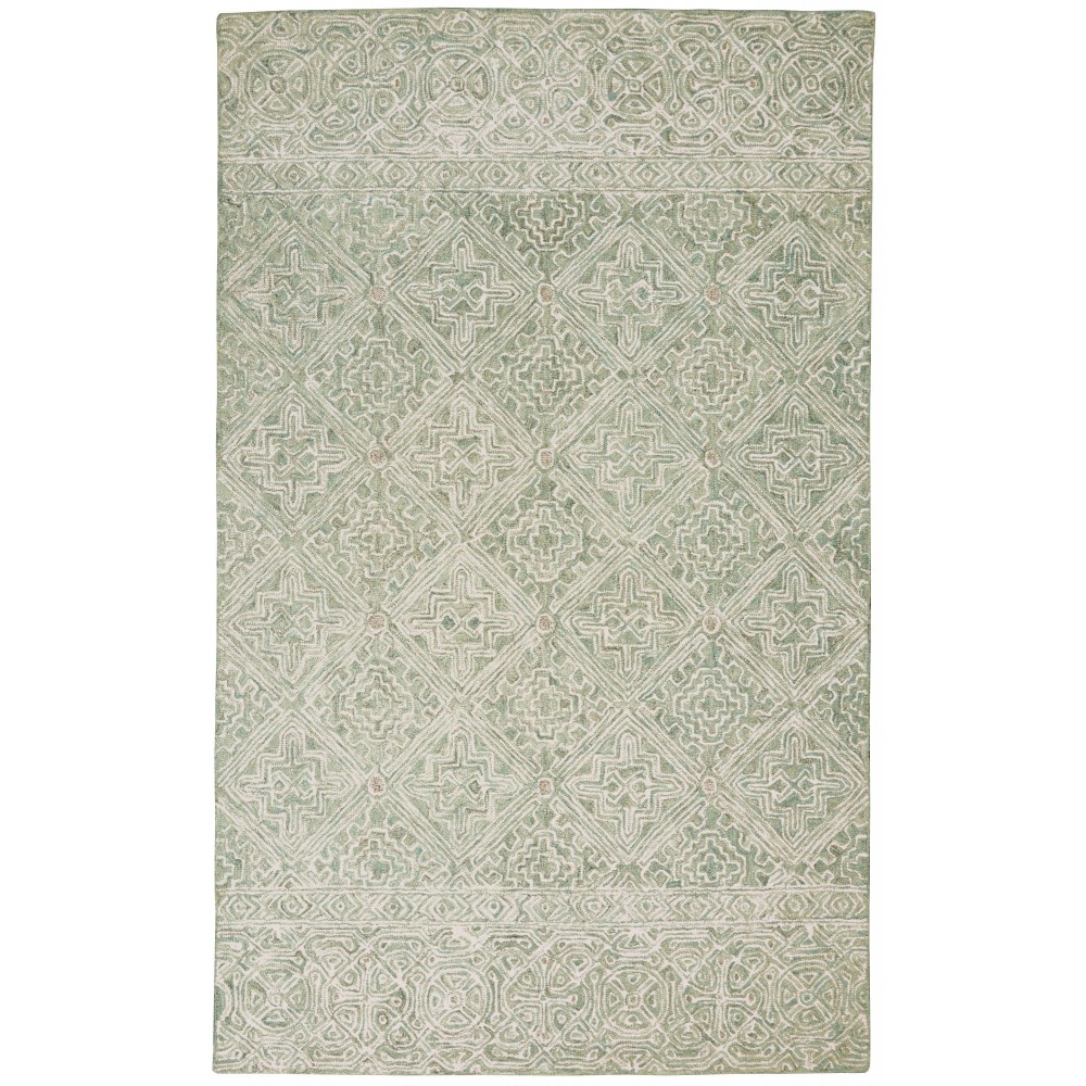 Nourison Azura AZM01 Area Rug, Ivory/Grey/Teal, 5'3" x 7'5"