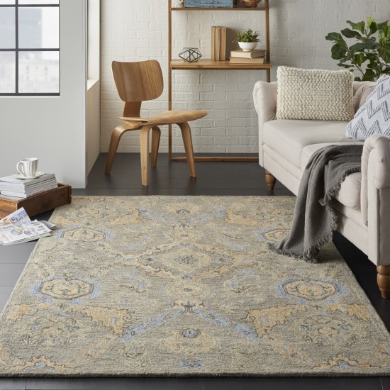 Nourison Azura AZM03 Area Rug, Taupe/Blue, 5'3" x 7'5"