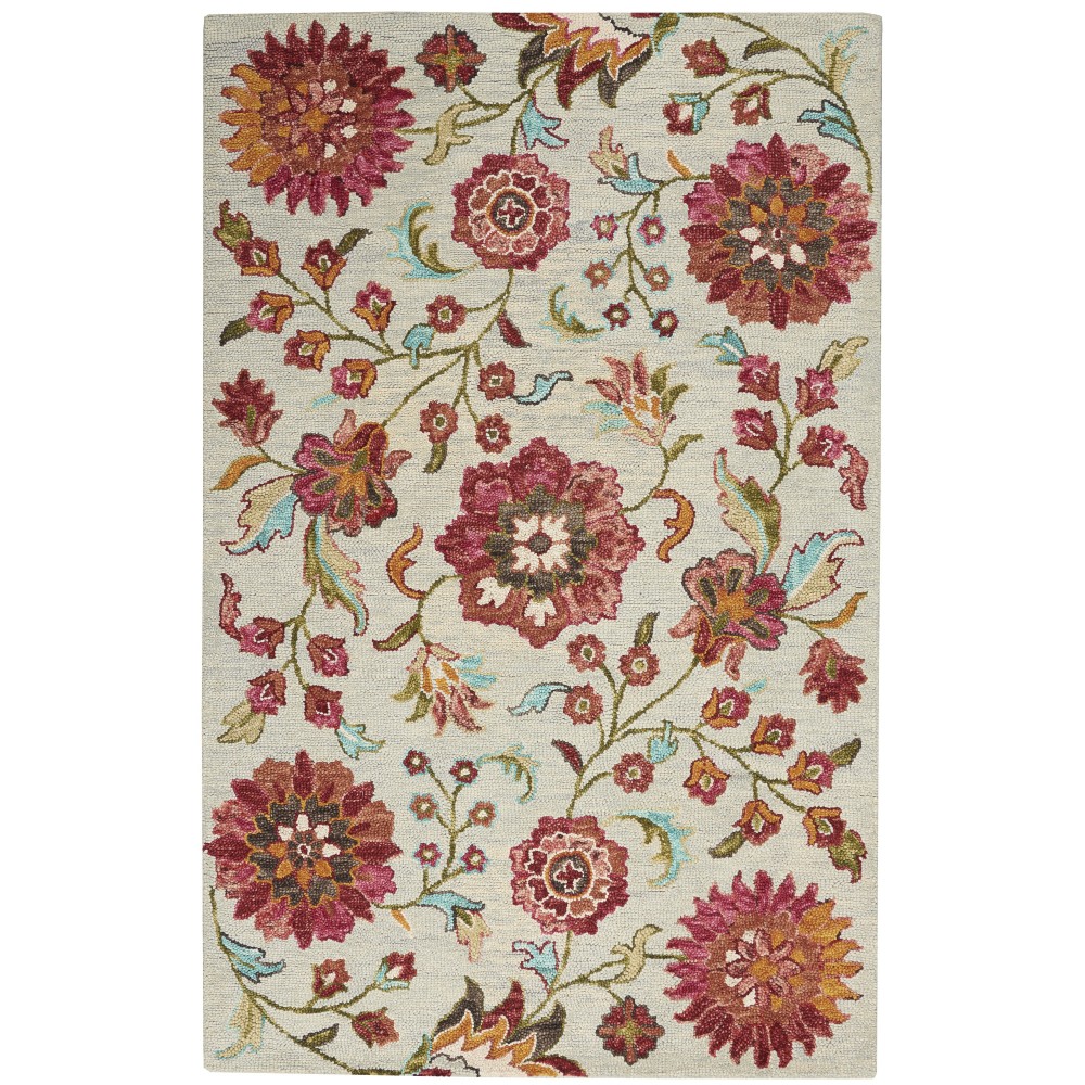 Nourison Bahari BAH04 Area Rug, Grey/Multicolor, 5' x 7'