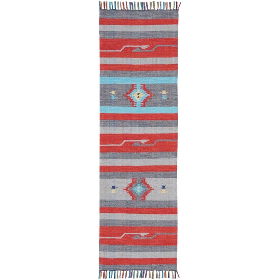 Nourison Baja BAJ01 Runner Rug, Grey/Red, 2'3" x 7'6"