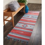 Nourison Baja BAJ01 Runner Rug, Grey/Red, 2'3" x 7'6"