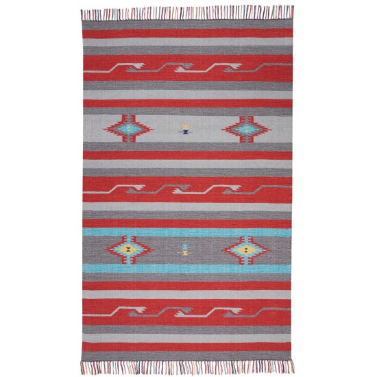 Nourison Baja BAJ01 Area Rug, Grey/Red, 6'6" x 9'6"