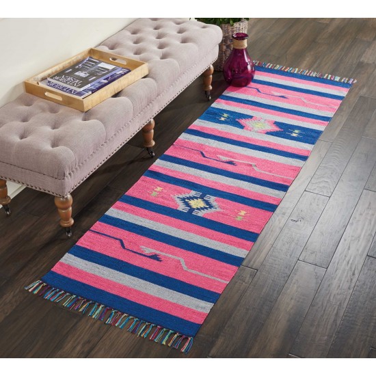 Nourison Baja BAJ01 Runner Rug, Pink/Blue, 2'3" x 7'6"