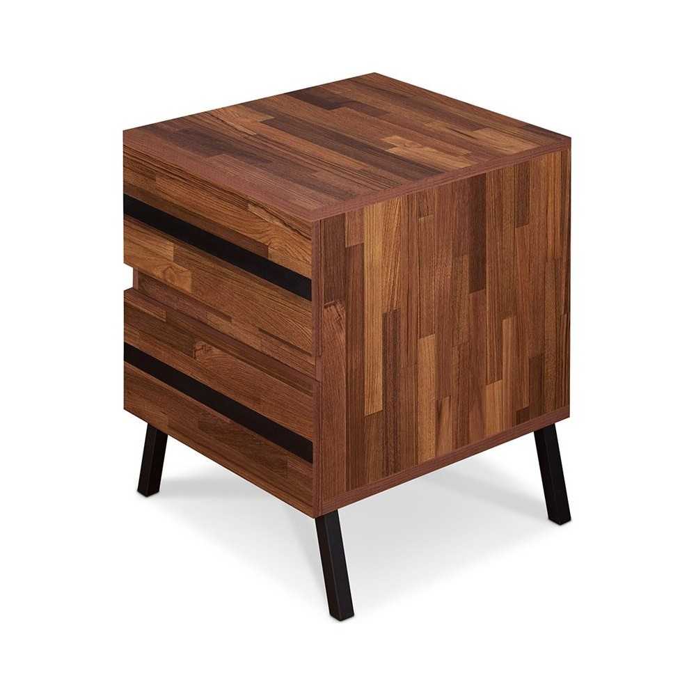 ACME Karine Nightstand/End Table, Walnut & Black