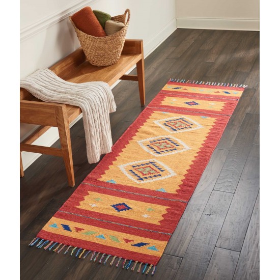 Nourison Baja BAJ02 Runner Rug, Orange/Red, 2'3" x 7'6"