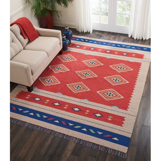 Nourison Baja BAJ02 Area Rug, Red/Beige, 8' x 10'