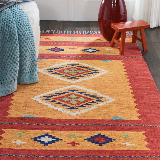 Nourison Baja BAJ02 Area Rug, Yellow/Red, 3'6" x 5'6"