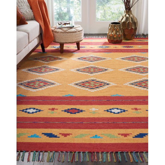 Nourison Baja BAJ02 Area Rug, Yellow/Red, 6'6" x 9'6"