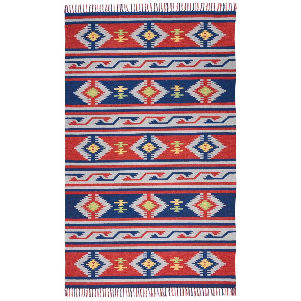 Nourison Baja BAJ03 Area Rug, Blue/Red, 3'6" x 5'6"