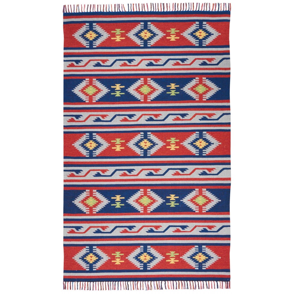 Nourison Baja BAJ03 Area Rug, Blue/Red, 5' x 7'