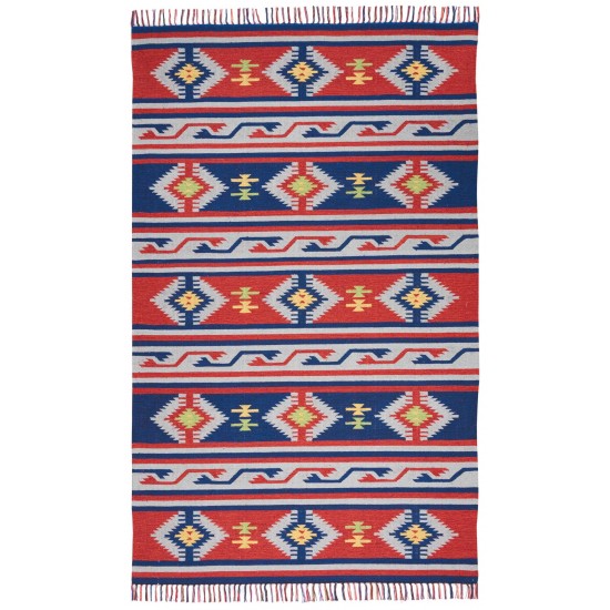 Nourison Baja BAJ03 Area Rug, Blue/Red, 6'6" x 9'6"