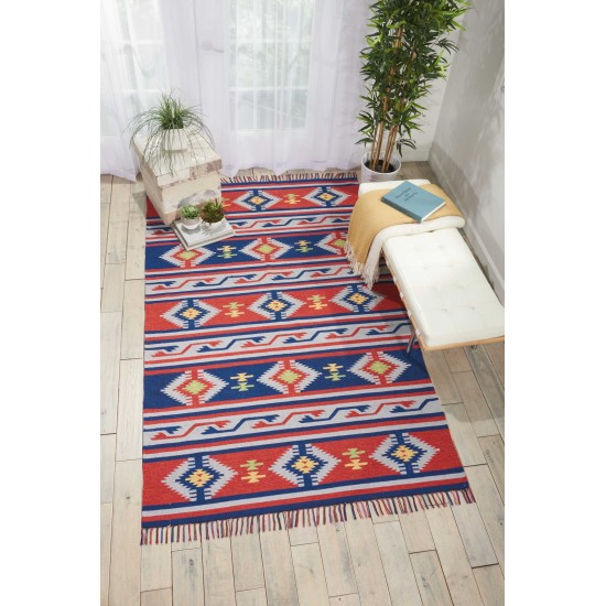 Nourison Baja BAJ03 Area Rug, Blue/Red, 6'6" x 9'6"