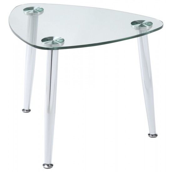 ACME Phlox End Table, Chrome & Clear Glass