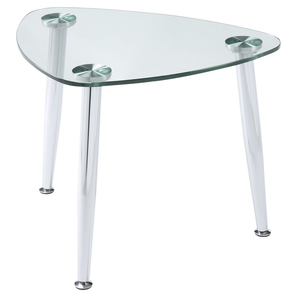 ACME Phlox End Table, Chrome & Clear Glass ACME Phlox End Table, Chrome & Clear Glass