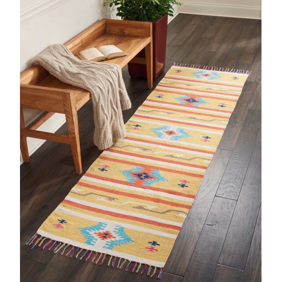 Nourison Baja BAJ03 Runner Rug, Yellow, 2'3" x 7'6"