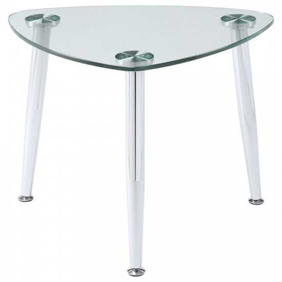 ACME Phlox End Table, Chrome & Clear Glass