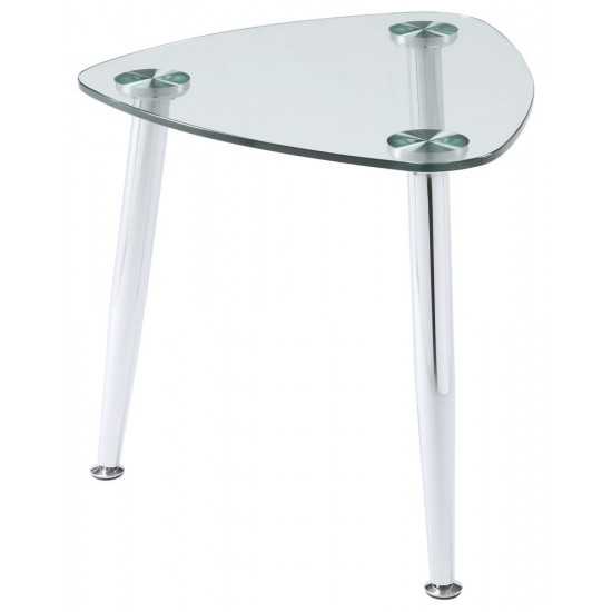 ACME Phlox End Table, Chrome & Clear Glass