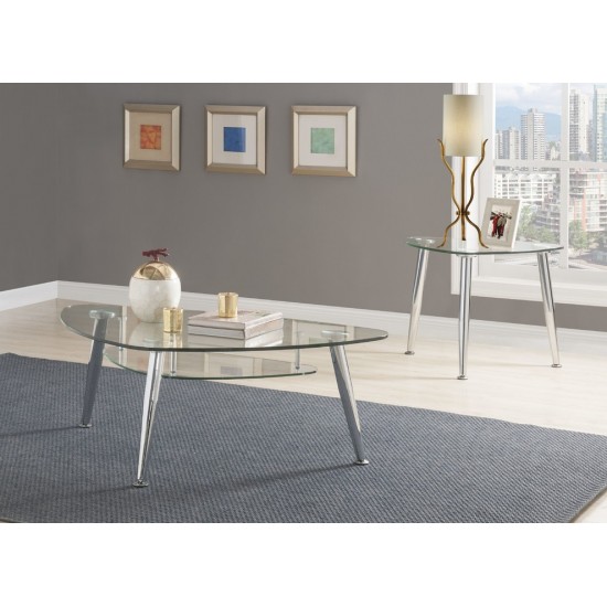 ACME Phlox End Table, Chrome & Clear Glass