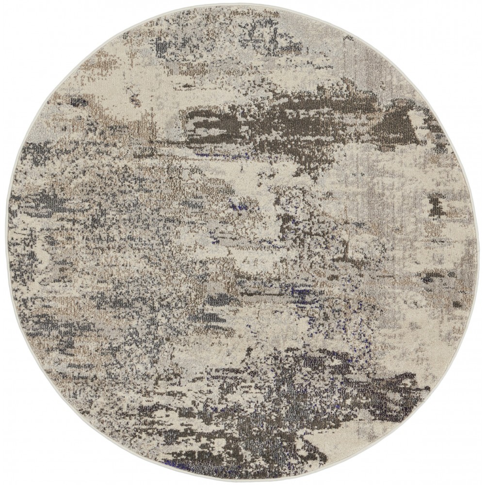 Nourison Celestial CES02 Area Rug, Ivory/Grey, 5'3" x Round