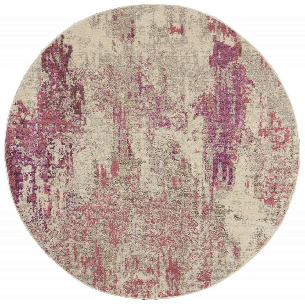 Nourison Celestial CES02 Area Rug, Ivory/Pink, 4' x Round