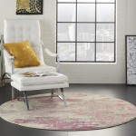 Nourison Celestial CES02 Area Rug, Ivory/Pink, 4' x Round