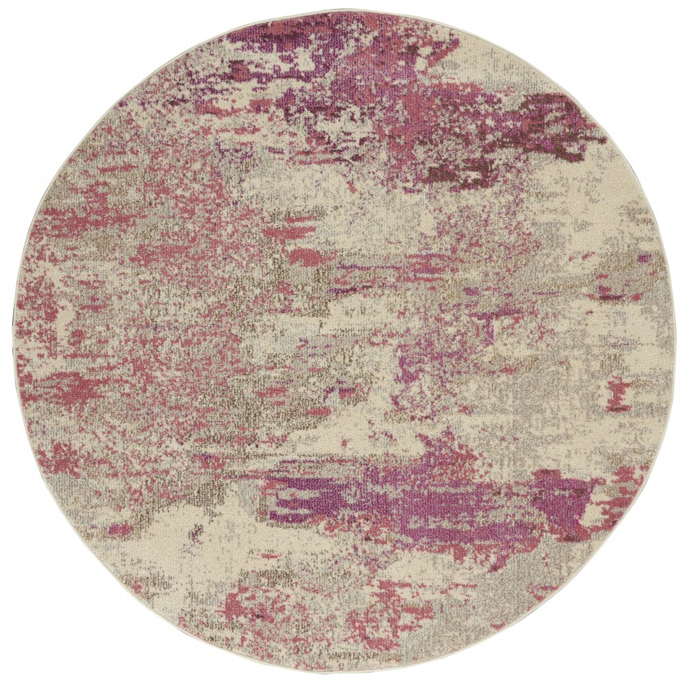 Nourison Celestial CES02 Area Rug, Ivory/Pink, 5'3" x Round