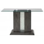 ACME Bernice Sofa Table, Gray Oak & Clear Glass