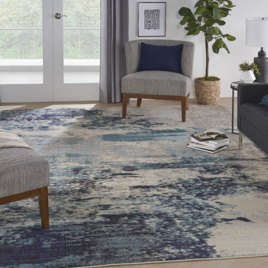 Nourison Celestial CES02 Area Rug, Ivory/Teal Blue, 10' x 14'