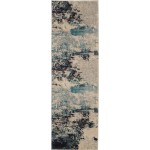 Nourison Celestial CES02 Runner Rug, Ivory/Teal Blue, 2' x 6'