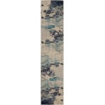 Nourison Celestial CES02 Runner Rug, Ivory/Teal Blue, 2'2" x 10'