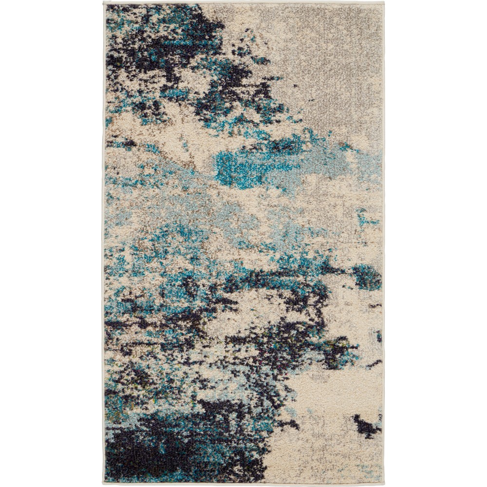 Nourison Celestial CES02 Area Rug, Ivory/Teal Blue, 2'2" x 3'9"