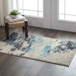 Nourison Celestial CES02 Area Rug, Ivory/Teal Blue, 2'2" x 3'9"