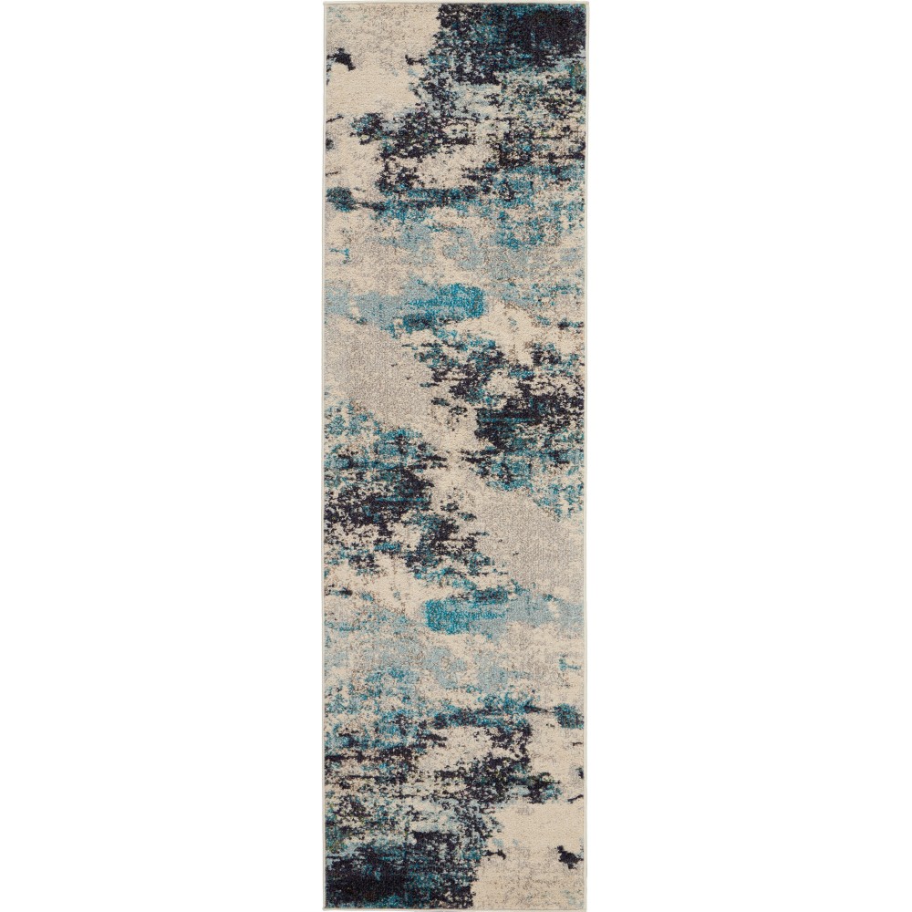 Nourison Celestial CES02 Runner Rug, Ivory/Teal Blue, 2'2" x 7'6"