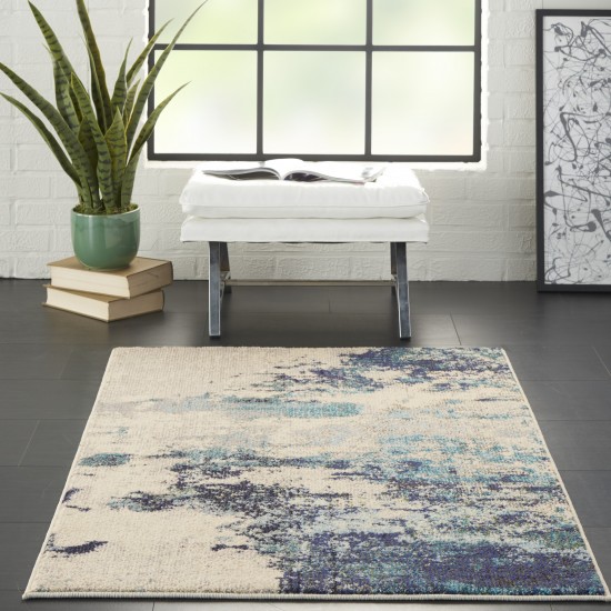 Nourison Celestial CES02 Area Rug, Ivory/Teal Blue, 3' x 5'