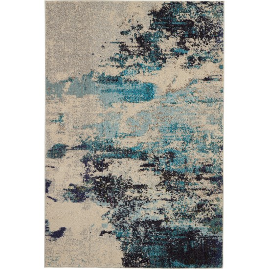 Nourison Celestial CES02 Area Rug, Ivory/Teal Blue, 3'11" x 5'11"