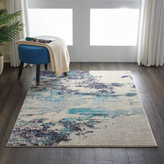 Nourison Celestial CES02 Area Rug, Ivory/Teal Blue, 3'11" x 5'11"