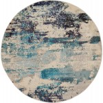 Nourison Celestial CES02 Area Rug, Ivory/Teal Blue, 4' x Round